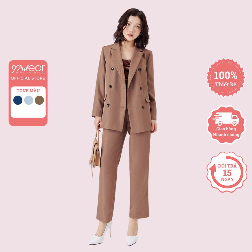 Quầu tây âu nữ 92WEAR thiết kế ống rộng công sở thanh lịch tôn dáng QBW1137