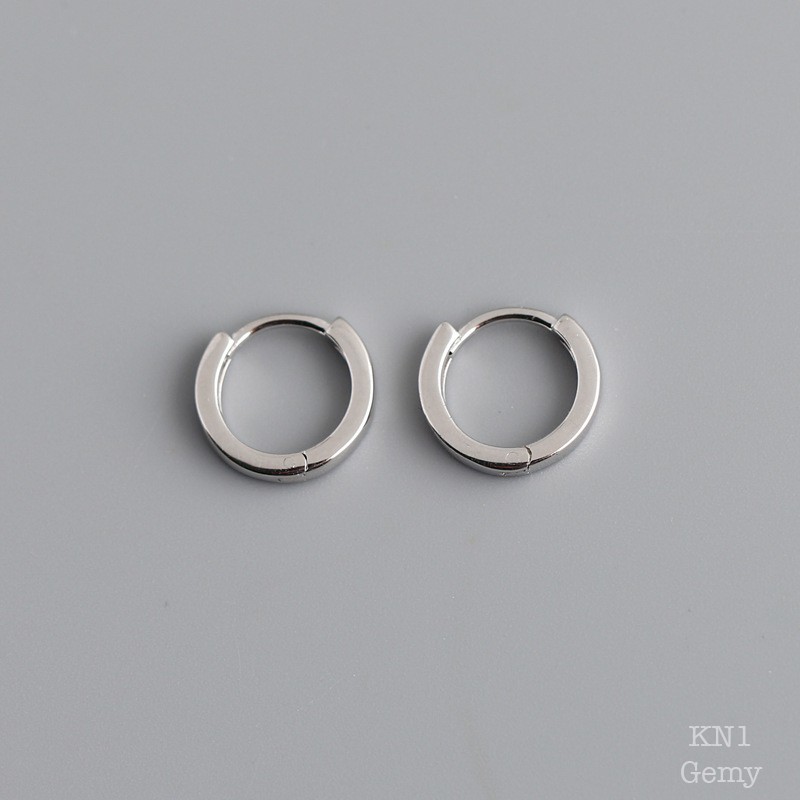 Bông tai, Khuyên tai nam bạc cao cấp Heli dáng tròn thiết kế đơn giản, độc đáo, nam tính KN1 KN27(1 chiếc)| GEMY SILVER