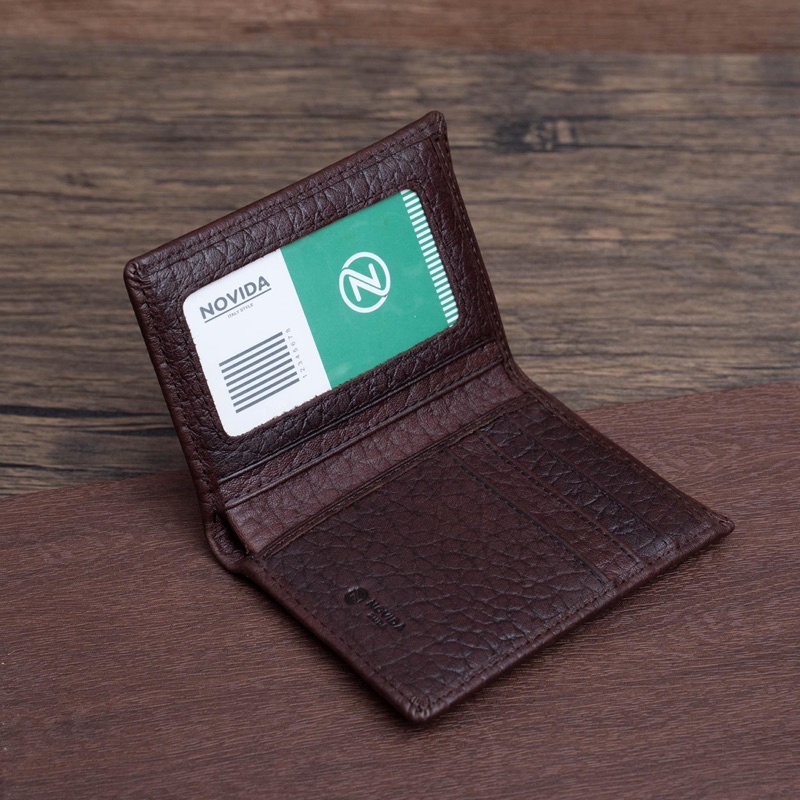 Ví Nam Mini Da Ý Cao Cấp Nhập Khẩu Nguyên Tấm Novida - Màu Nâu