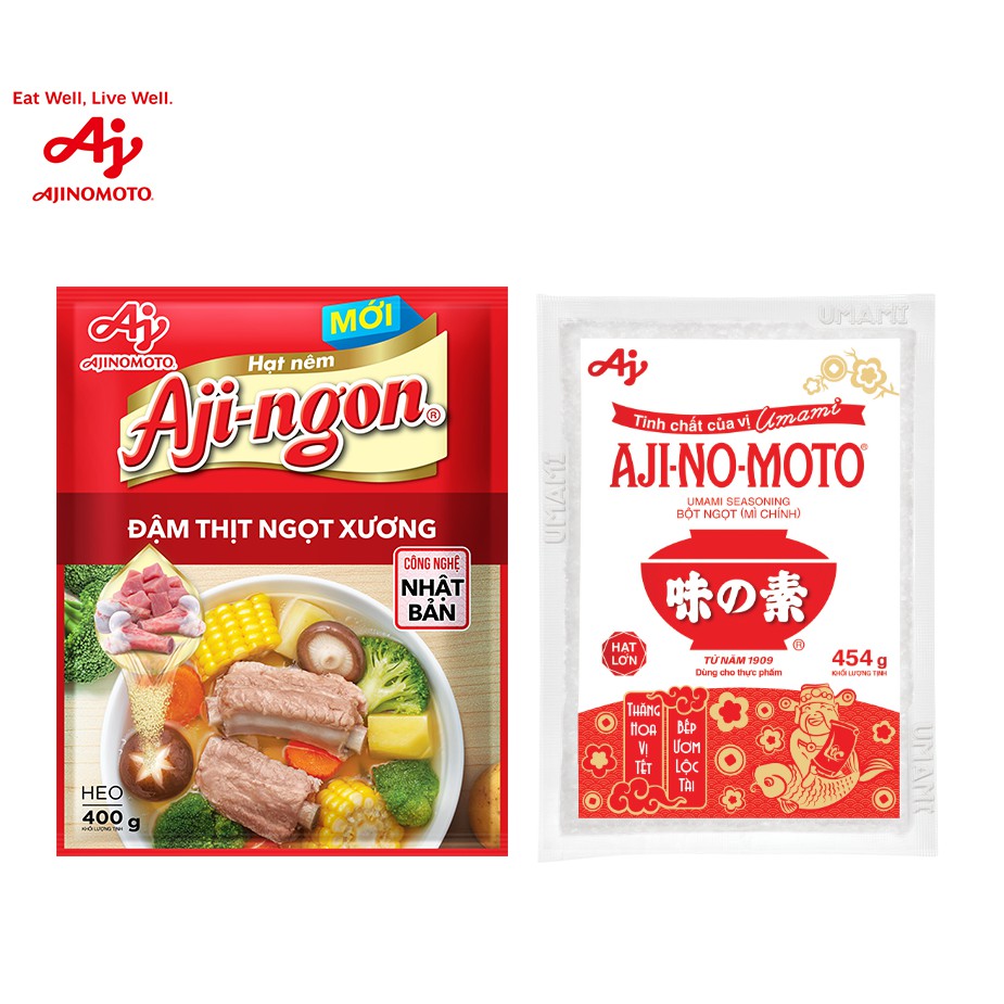 Combo 3 Bột ngọt AJI-NO-MOTO 454gx3 + 3 Hạt nêm Aji-ngon 400gx3