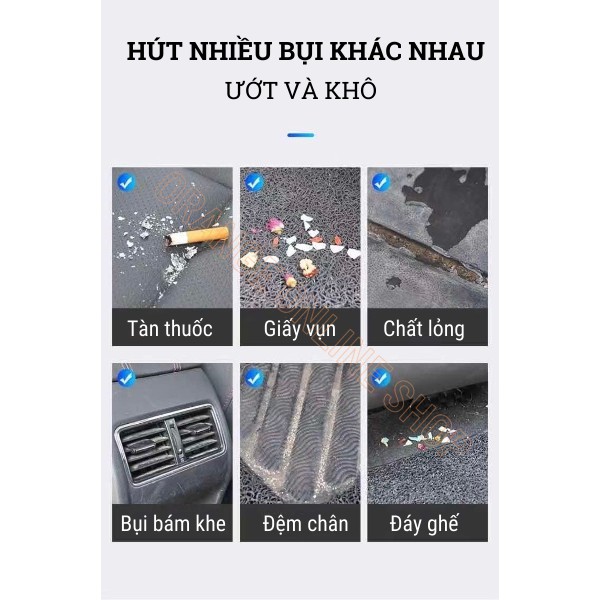 [4 TRONG 1] Máy Hút Bụi Kiêm Bơm Lốp Ô Tô - Hút Bụi Mini Cầm Tay Lực Hút Mạnh