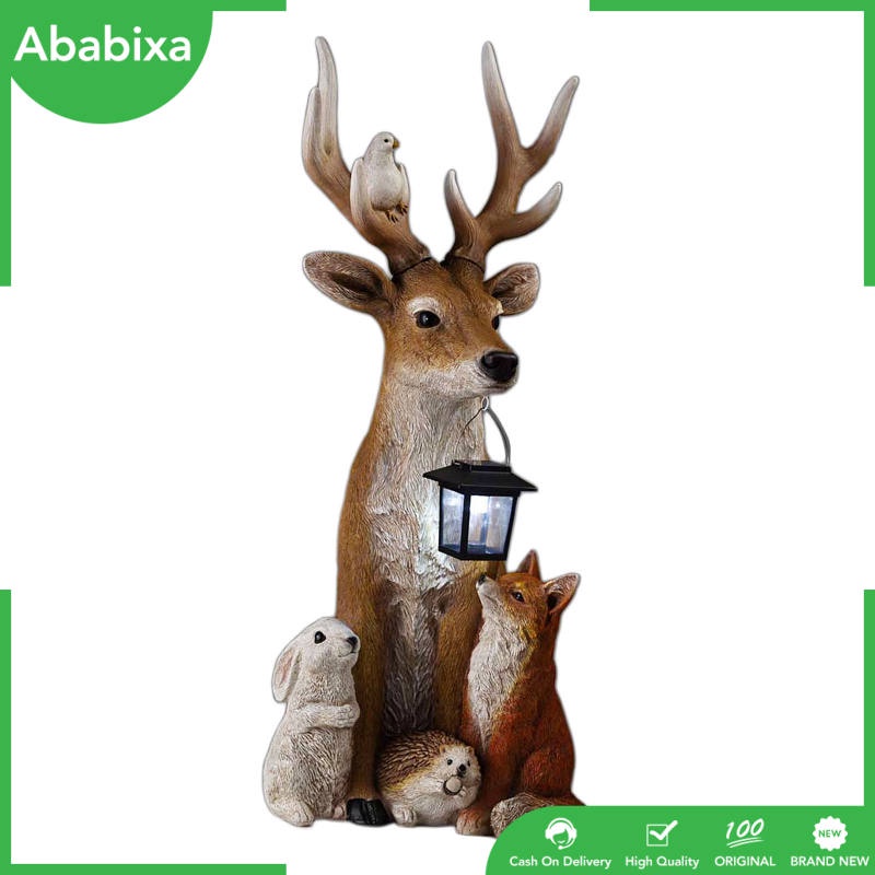 [Ababixa] Tượng Điêu Khắc Nghệ Thuật Hình Hươu Năng Lượng Mặt Trời Thiết Kế Đơn Giản Bằng Nhựa Resin Làm Quà Lưu Niệm Trang