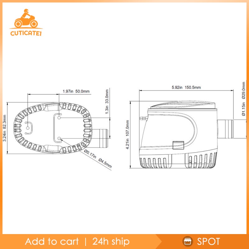 Máy bơm nước chìm 12V 1100GPH cho tàu thuyền | BigBuy360 - bigbuy360.vn