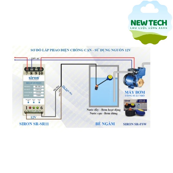 Rơ le an toàn, chuyển nguồn 12v chống giật, rò điện cho phao điện