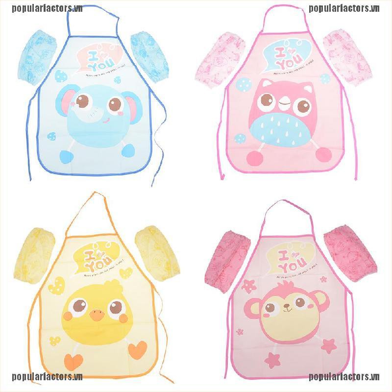 Tạp dề nấu ăn in hình dễ thương cho bé