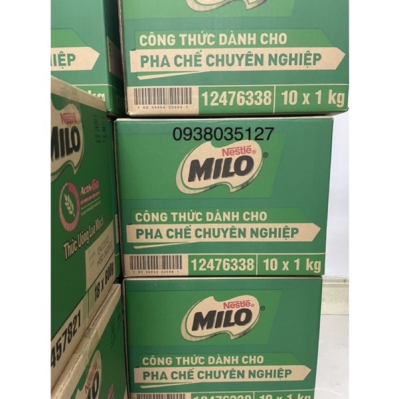 thùng bột lúa mạch milo cacao nguyên chất 1kg*10 gói