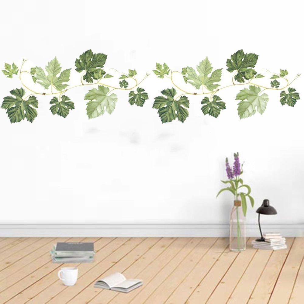 Nhãn Dán Tường Trang Trí Phòng Khách / Phòng Ngủ Hình Dây Leo Màu Xanh Lá DIY