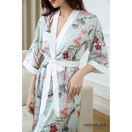 Đồ ngủ mặc nhà Kimono In Hoa - Midnight Sleepwear