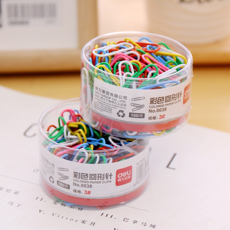 Hộp Kẹp giấy Deli - Ghim giấy màu sắc mẫu truyền thống