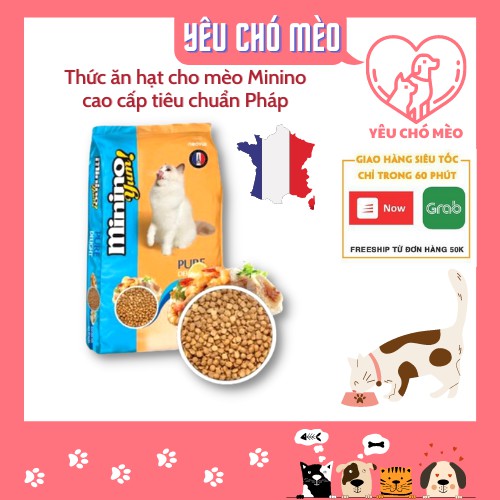 Thức ăn cho mèo MININO Vị hải sản - Thức ăn hạt cao cấp cho mèo, dùng cho mèo mọi lứa tuổi