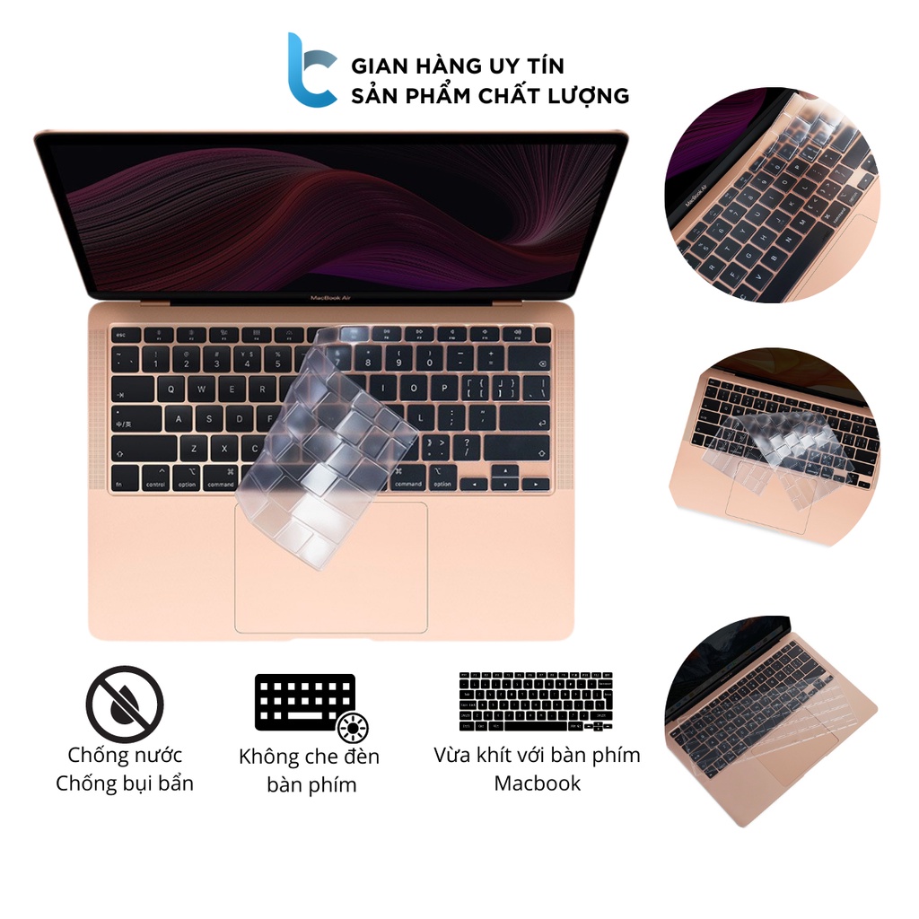 Lót Phím Trong TPU Bảo Vệ Bàn Phím Macbook Chống Bụi Bẩn, Chống Nước, Không Che Đèn Bàn Phím JRC