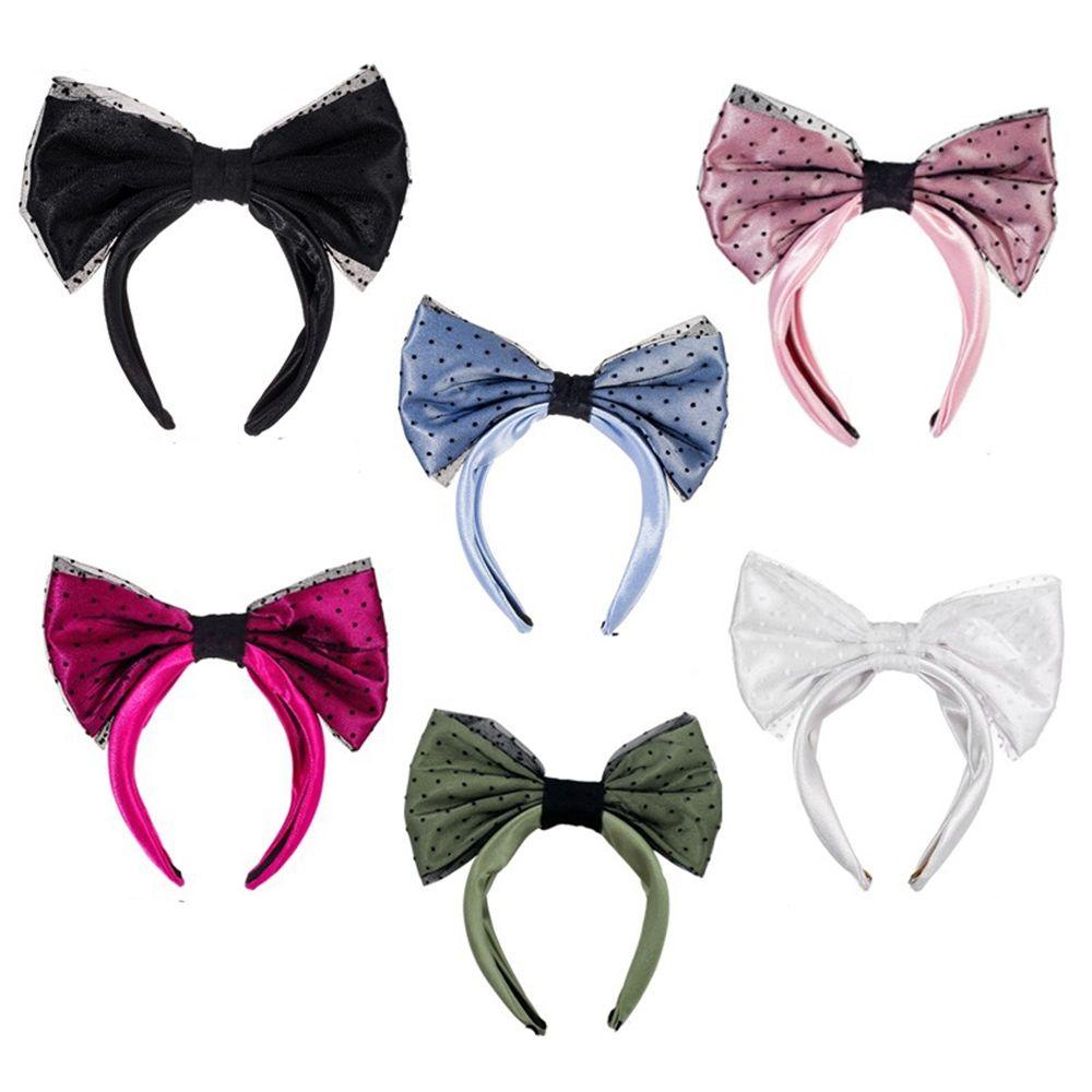 ANEMONE Băng Đô Nơ Họa Tiết Chấm Bi Phối Ren Thời Trang Thu Đông Cho Nữ