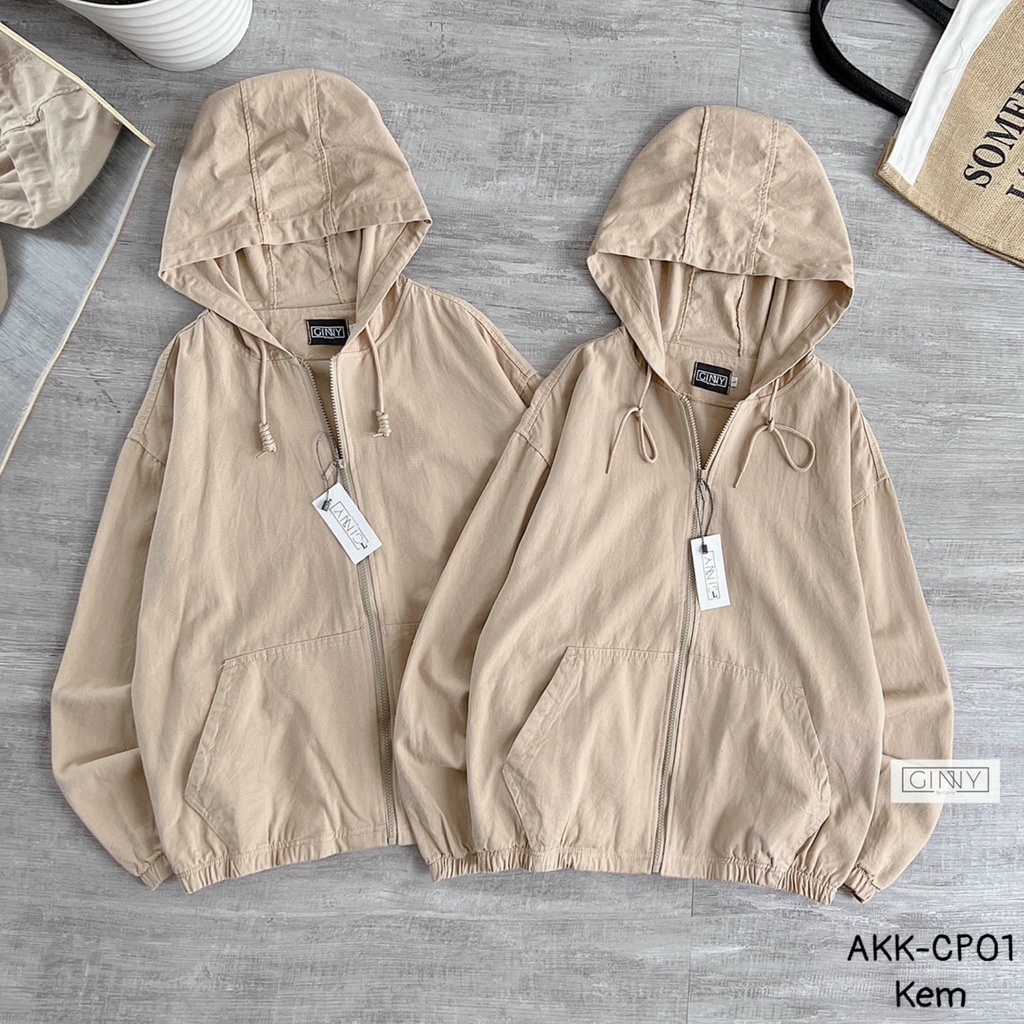 Áo Khoác Kaki Nón Basic CP-01 | Chất Kaki Wash Độc Quyền | GINNY.VN