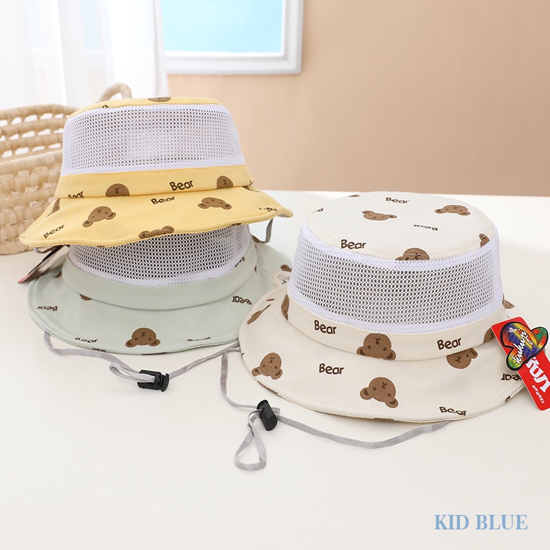 Nón Vành Phối Lưới Hình Gấu Hoạt Hình Đáng Yêu Dành Cho Trẻ