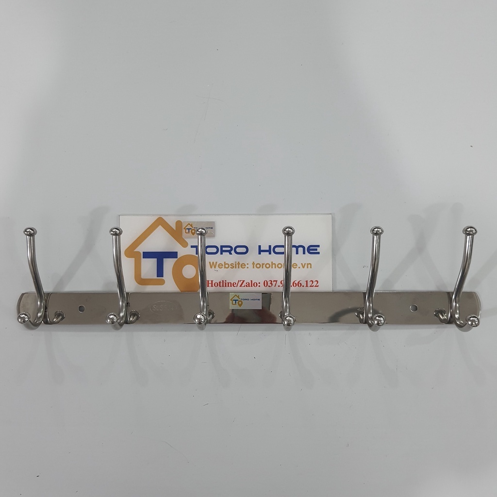 Móc áo inox 304 MA-13 móc treo quần áo đầu bi, kiểu cụm đôi Toro Home, Cam kết chất liệu inox Chuẩn 304
