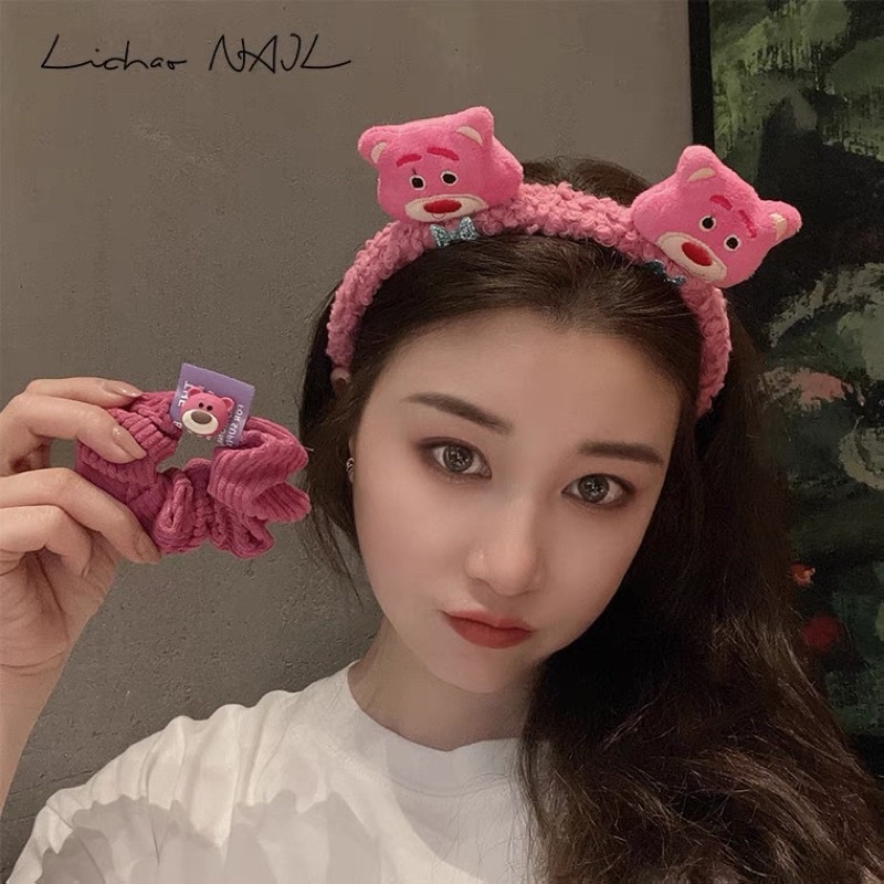 Cài tóc gấu hồng lotso lông xù cute |Hubeshop