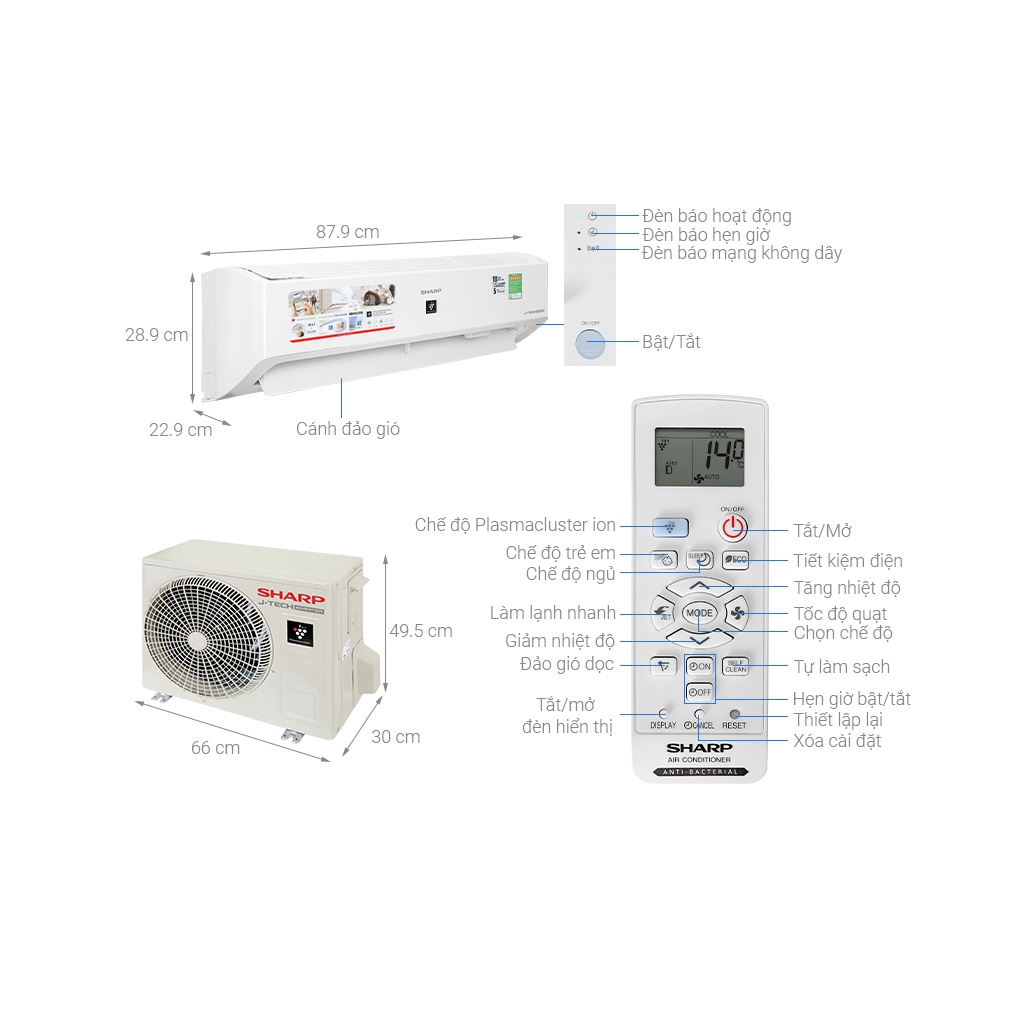 AH-XP10YMW - Máy Lạnh Sharp Inverter 1.0HP XP10YMW - GIAO HÀNG MIỄN PHÍ TP.HCM