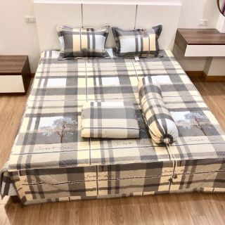 Bộ chăn ga chần phủ cotton lụa cao cấp