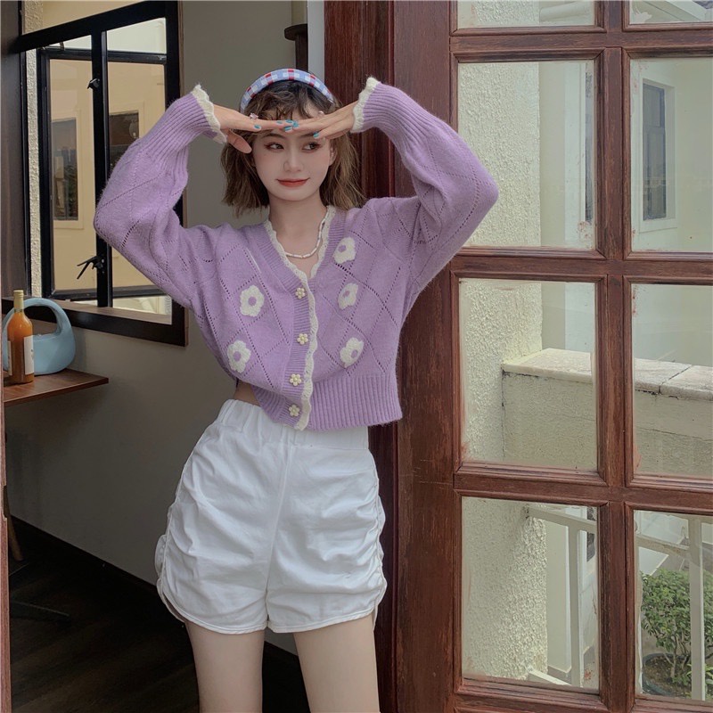 Áo cardigan nữ, cardigan nữ dáng ngắn chất len loại dày phong cách Hàn Quốc ảnh thật