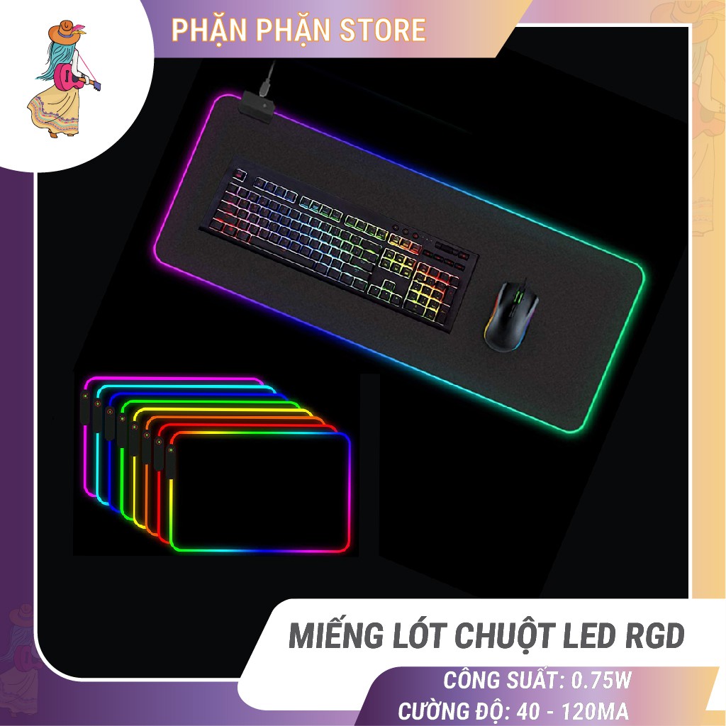 Miếng lót chuột LED RGB Sharkoon bàn di chuột led 7 màu đơn và 3 hiệu ứng ánh sáng chống trượt Phặn Phặn