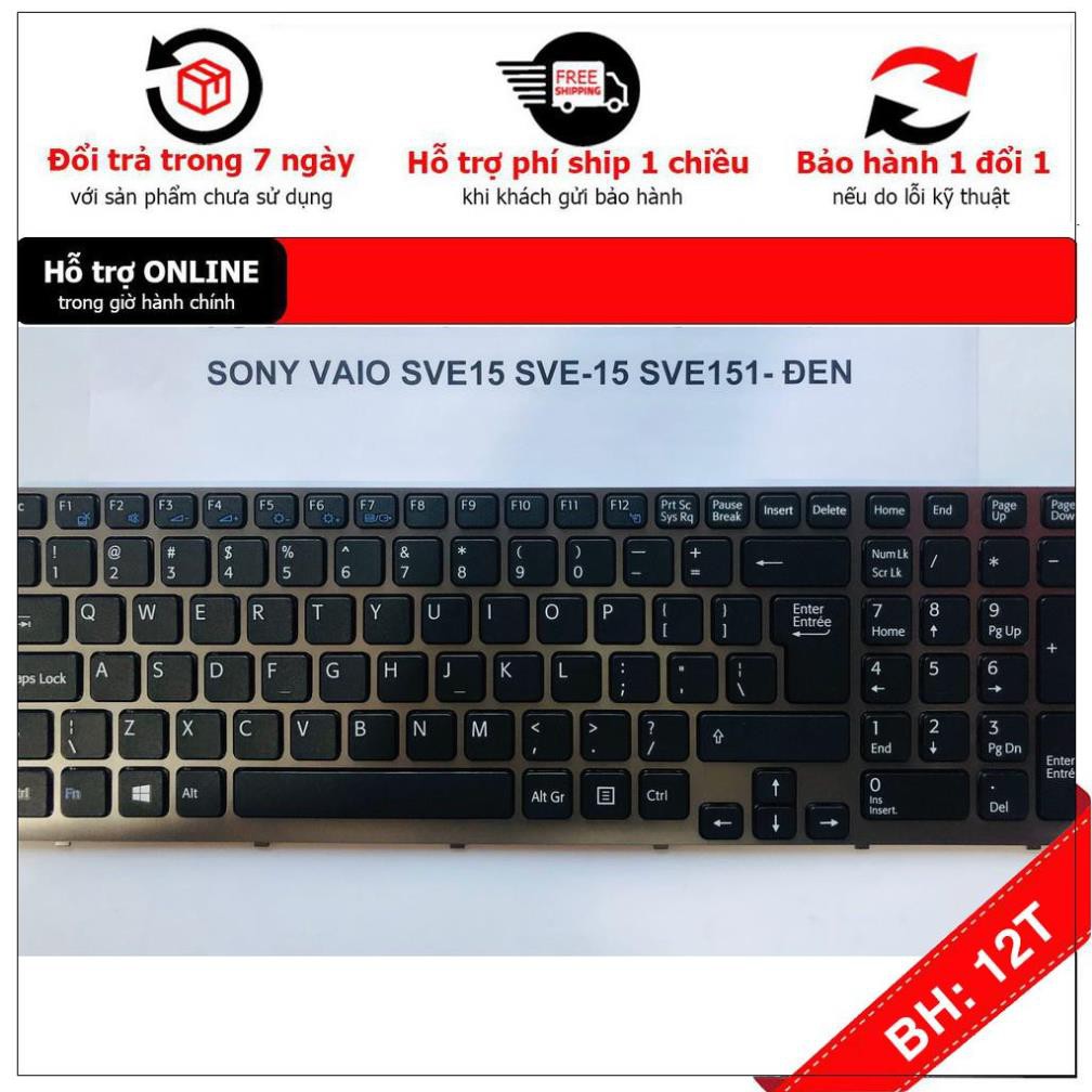 [BH12TH] Bàn Phím Laptop SONY VAIO SVE15 SVE-15 SVE151 Đen Hàng Mới 100% Bảo Hành 12 Tháng Toàn Quốc