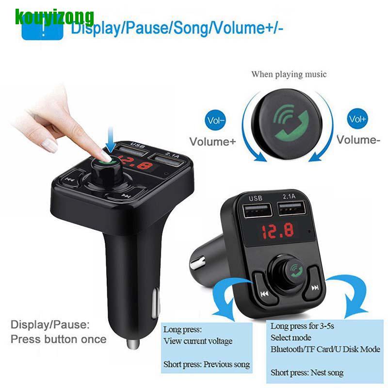 Máy Nghe Nhạc Mp3 Bluetooth Không Dây Tích Hợp Đài Fm Cổng Sạc Usb Tf Kuozo Cho Xe Hơi