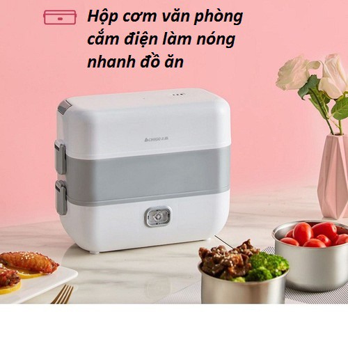 Hộp cơm cắm điện 2 tầng 4 ngăn , giữ nhiệt, hâm nóng nhanh thức ăn, inox cao cấp