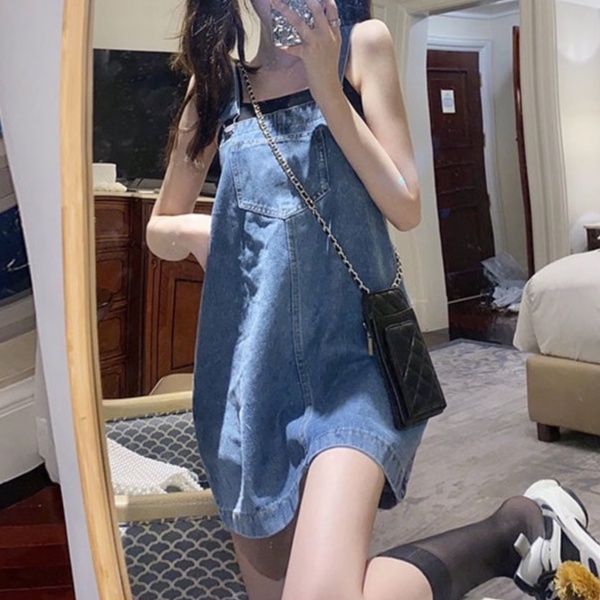 Happy-store ❤️ Váy Denim Dáng Rộng Phong Cách Cổ Điển Hợp Thời Trang Cho Nữ