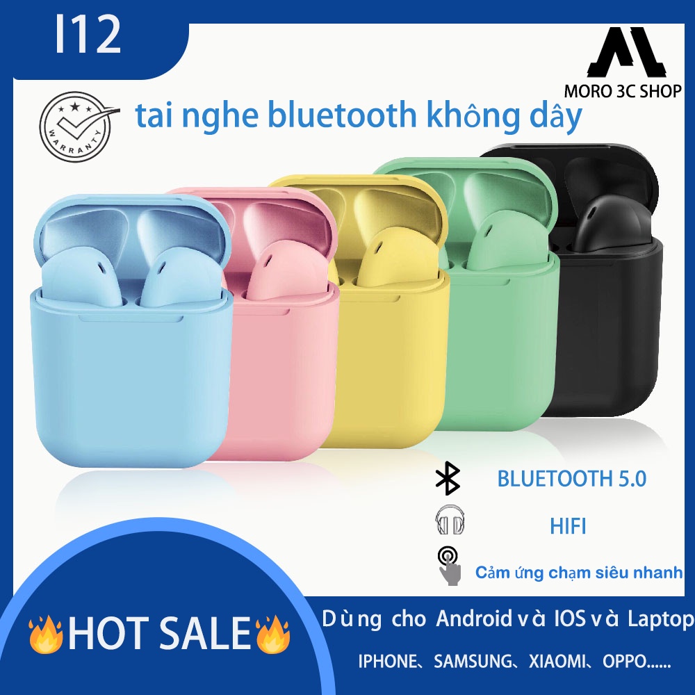 Tai nghe bluetooth không dây inpods i12 v5.0 nút cảm ứng âm thanh HiFi