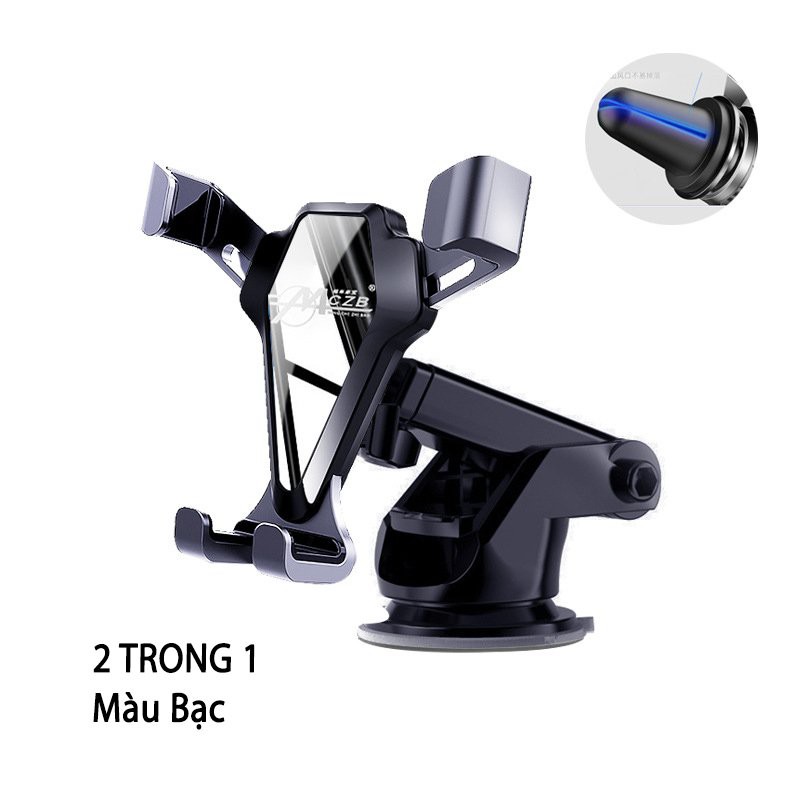 Giá đỡ điện thoại trên ô tô gương đen bạc tinh tế MCZB có đầu kẹp và đế hút chân không cao cấp sang trọng | BigBuy360 - bigbuy360.vn