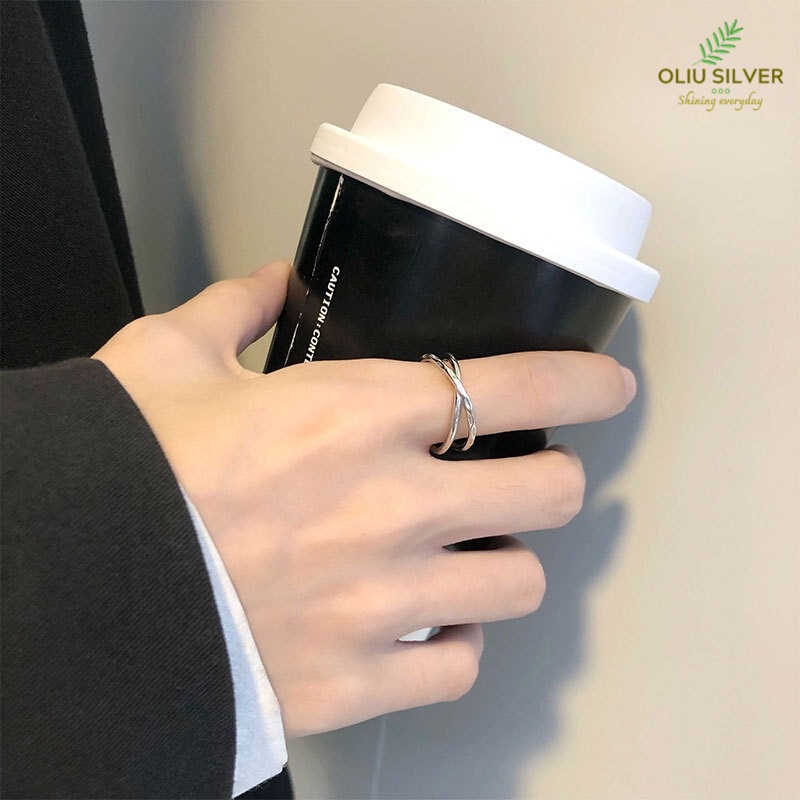 Nhẫn Bạc Trơn S925 X-Cross Tối Giản Free Size | Nhẫn Nữ Bạc Trang Sức Thời Trang