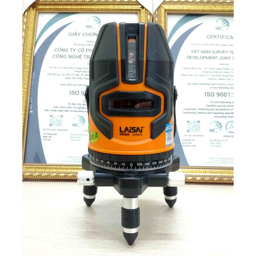 Máy cân mực laser 5 tia đỏ Laisai LS686D, chính xác, tiện ích, giá rẻ.