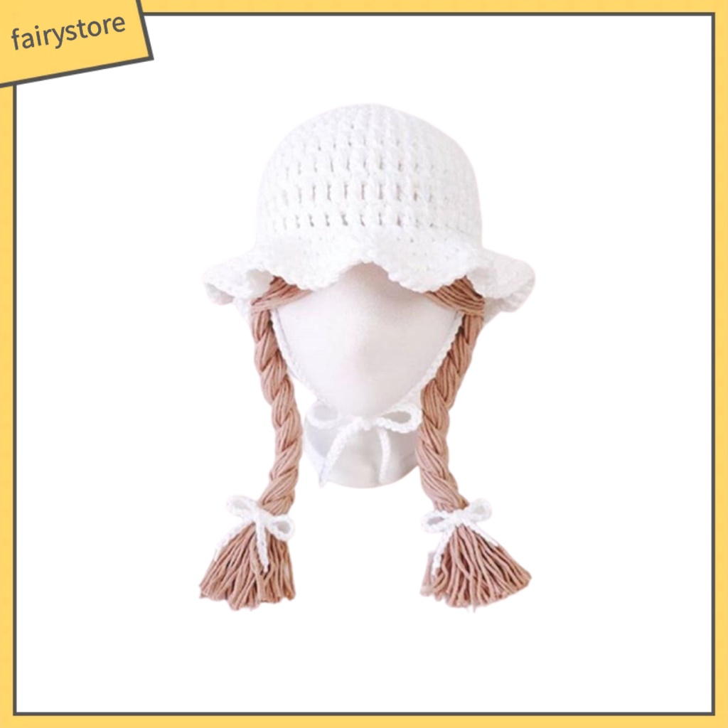 Mũ Dệt Kim Phối Tóc Giả Cho Bé Gái