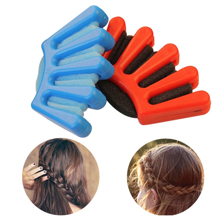 [Đỏ, xanh DC5] dụng cụ bện tạo mẫu tóc đuôi sam kiểu pháp bằng nhựa bumpits 5 ngón tay