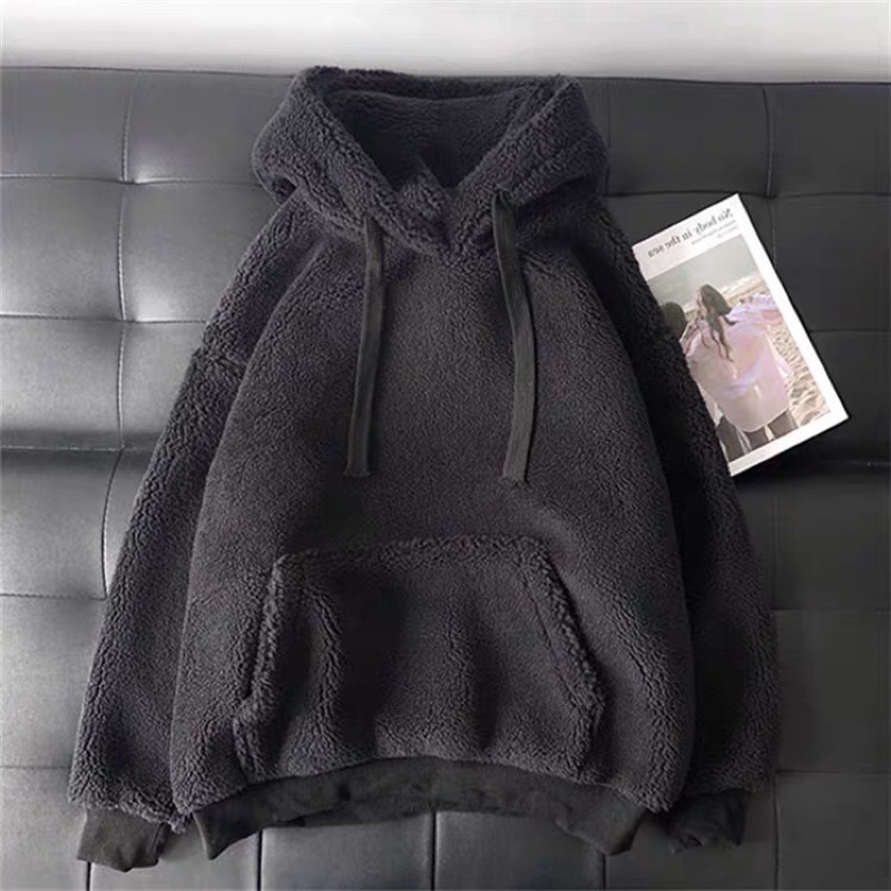 Áo khoác lông hoodie unisex cá tính phong cách hàn quốc