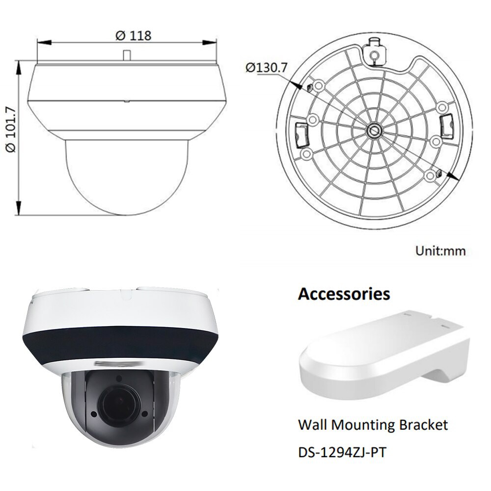 Camera IP Speed Dome hồng ngoại 4.0 Megapixel HIKVISION DS-2DE2A404IW-DE3 - Hàng chính hãng
