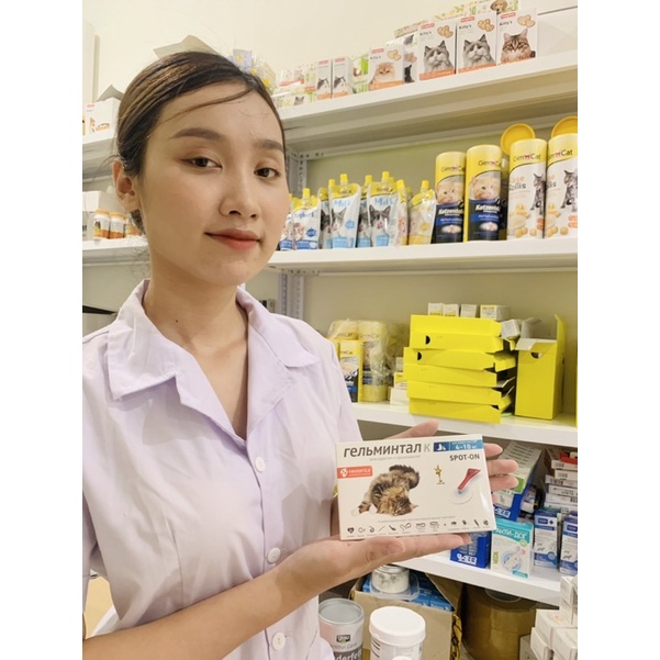 Nhỏ gáy trị giun sán cho mèo trưởng thành - nhập Nga