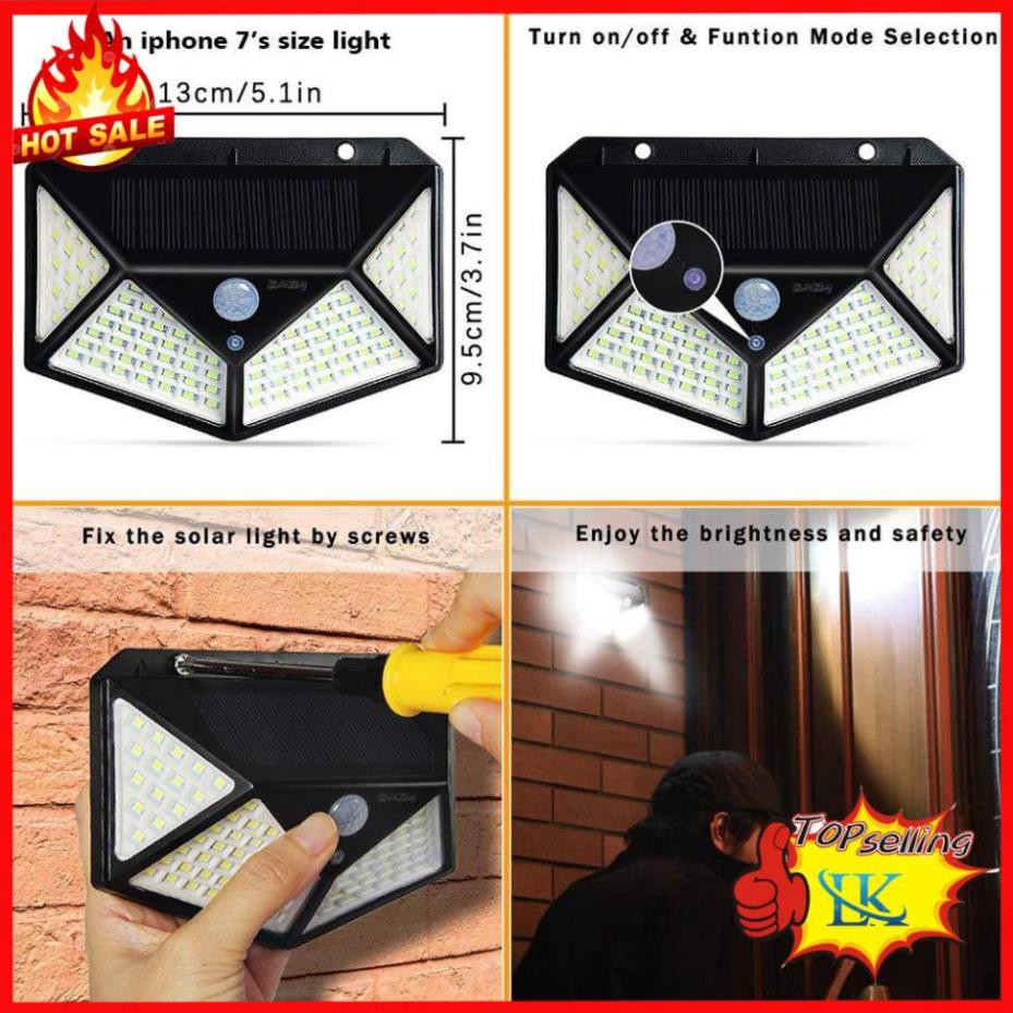 Đèn Năng Lượng Mặt Trời - Đèn LED 100 bóng Siêu Sáng, Siêu Bền Chống Chịu Mưa Gió