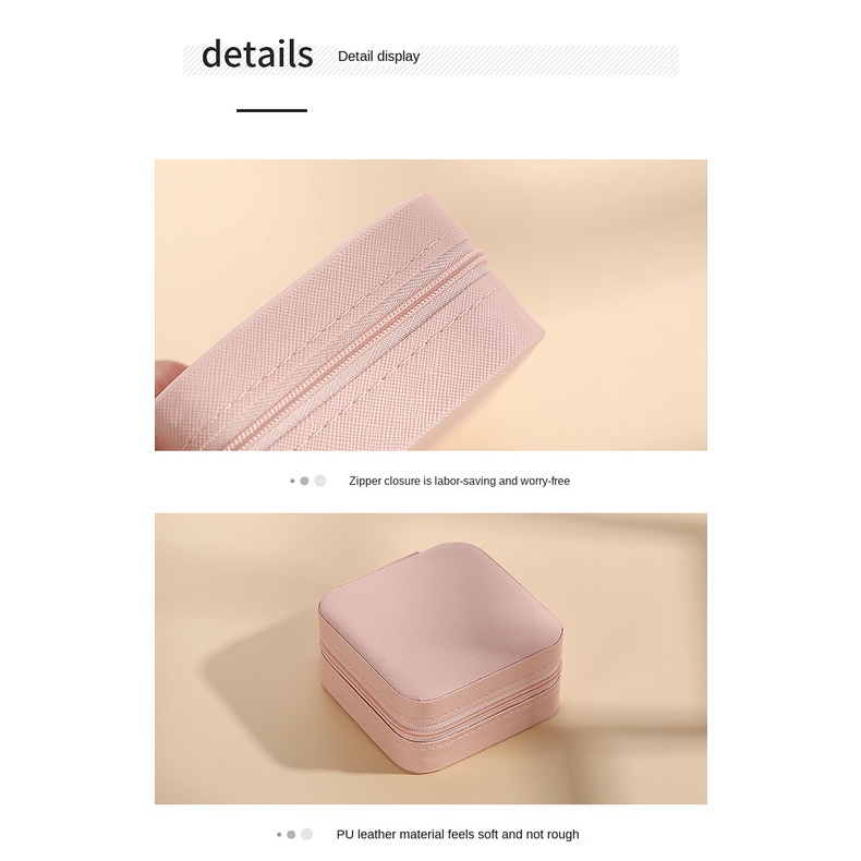 Hộp Đựng Trang Sức Du Lịch Bằng Vải Nhung Có Khóa Kéo Tiện Lợi