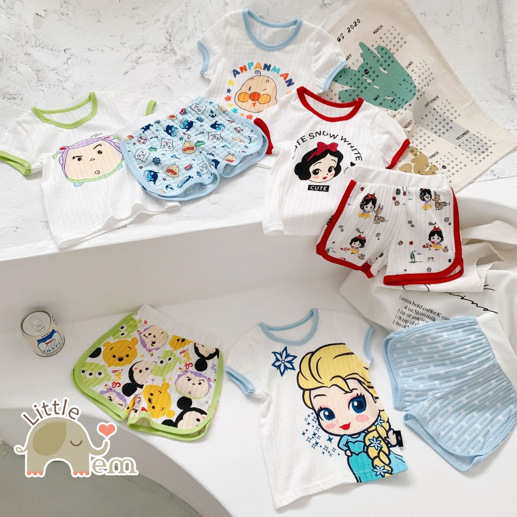 Bộ đồ bé gái Cotton xuất Nhật cộc tay _ Snow White