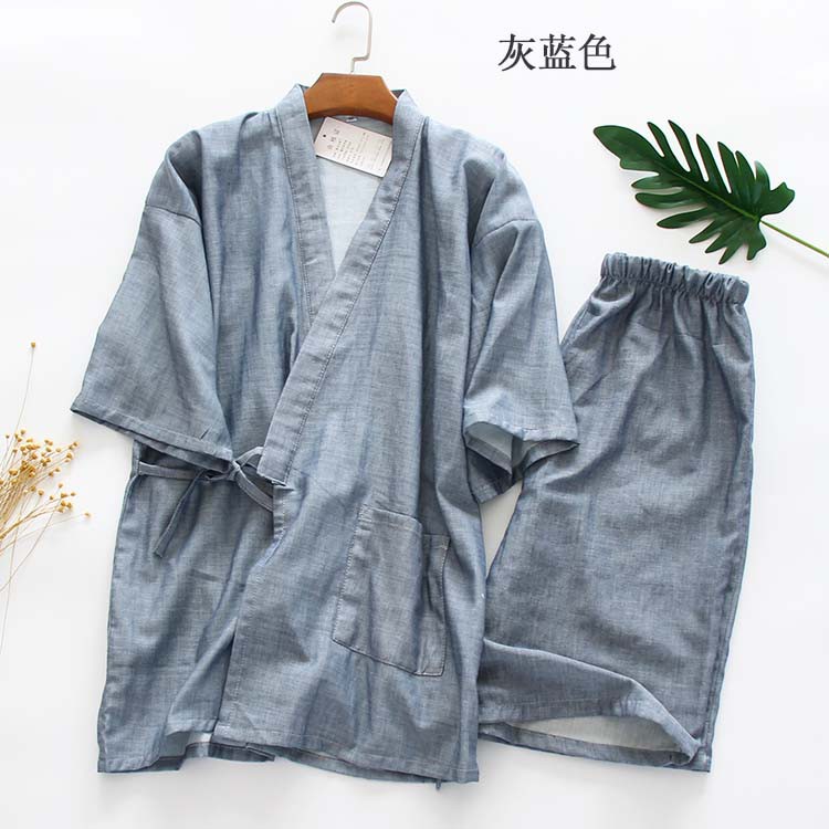 Bộ Đồ Ngủ Tay Ngắn Chất Cotton Phong Cách Kimono Nhật Bản Thời Trang Mùa Hè Cho Nam