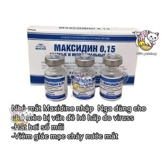 Nhỏ mắt, nhỏ mũi cho chó mèo Maxidine 0.15 nhập Nga, dùng cho chó mèo bị viêm giác mạc, sổ mũi, chảy nước mắt do viruss