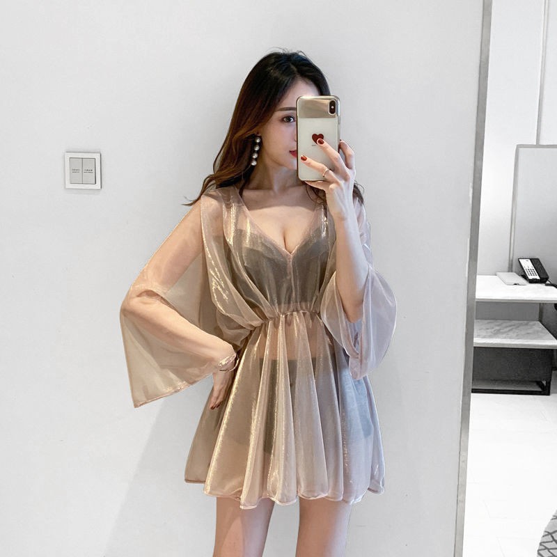 Set Bikini Hai Mảnh Kèm Áo Khoác Ngoài Quyến Rũ Cho Nữ