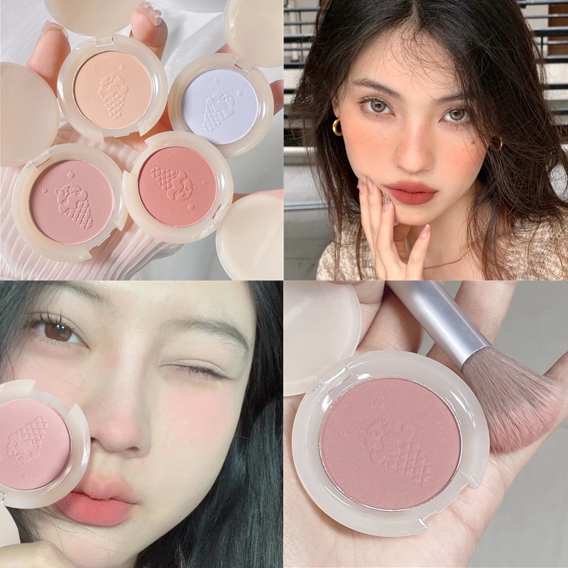 Bảng Phấn Má Hồng KAKASHOW 4 Màu Tông Nhung Lì Kiểm Soát Dầu Chống Nước Làm Sáng Da