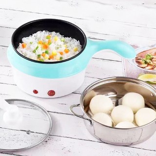 Ca Nấu Mì mini, Nấu Cơm Đa Năng Có Tay Cầm 1,2L - Nồi Lẩu Điện Mini Kèm Giá Hấp INOX