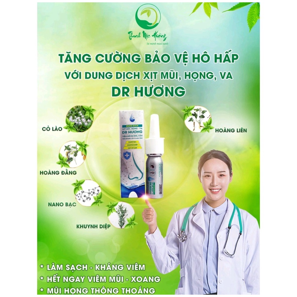 Xịt mũi họng Dr Hương Thanh Mộc Hương 15ml - dứt điểm xoang, mũi dị ứng