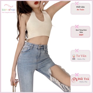 Áo Dây Cổ Yếm Chữ V Gợi Cảm Cho Nữ Chất liệu len tổng hợp màu trắng xinh xắn