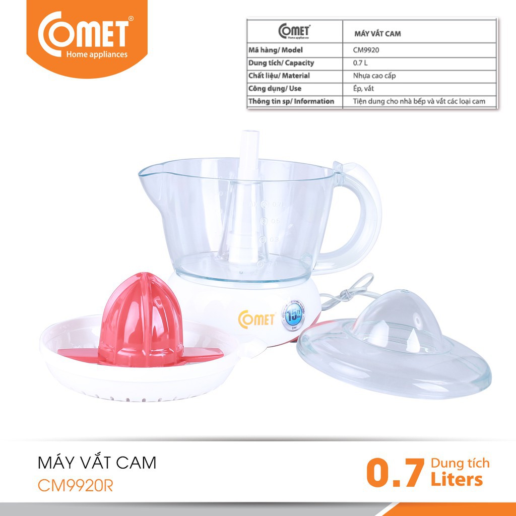 [Mã ELCOMET01 giảm 8% đơn 250K] Máy vắt cam 700ml COMET - CM9920