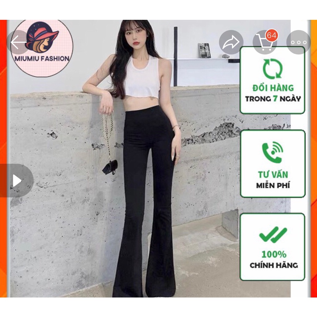Quần ống loe nữ cạp cao dáng legging cạp chun ôm dáng siêu hách chân