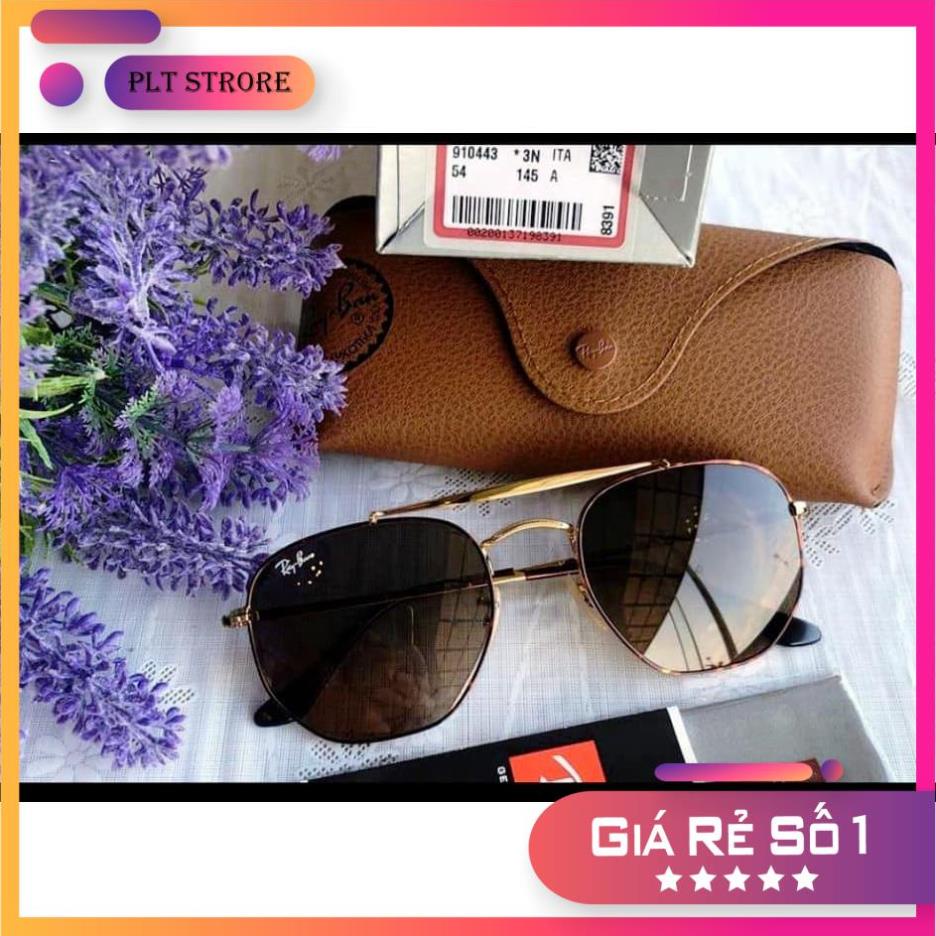 Kính mát Rayban Marshal RB3648 910443 (54-21-145mm) mắt Hexagonal brown Full Box ⚜️Hàng Authentic⚜️